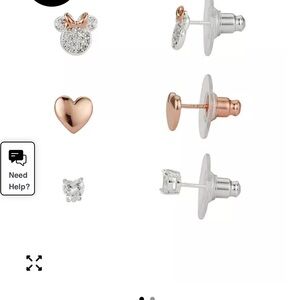 Disney Cubic Zirconia Minnie Mouse and Heart Earrings - Rose Gold and Silver